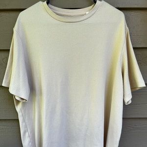 Cream Crofts & Burrow Ribbed T-Shirt - Size Large